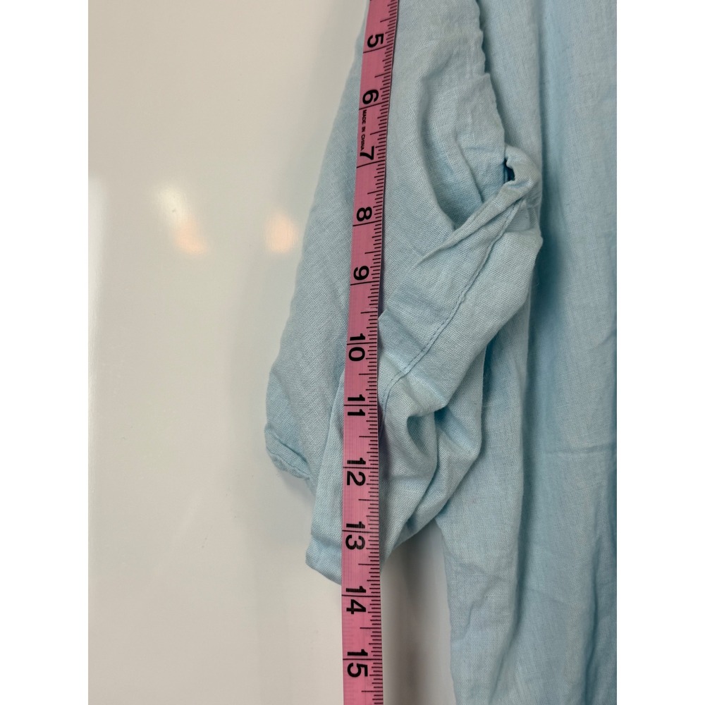 Us Together Women 2X Light Blue Cotton Button Front Midi Shirt Dress Short Slv - Picture 4 of 7